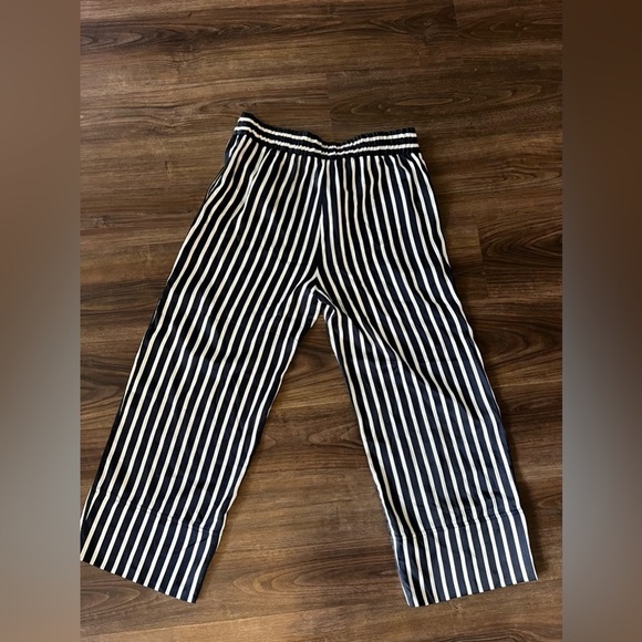 J Crew Pull-on crop pant in stripe Pant Navy Blue White - Picture 3 of 8